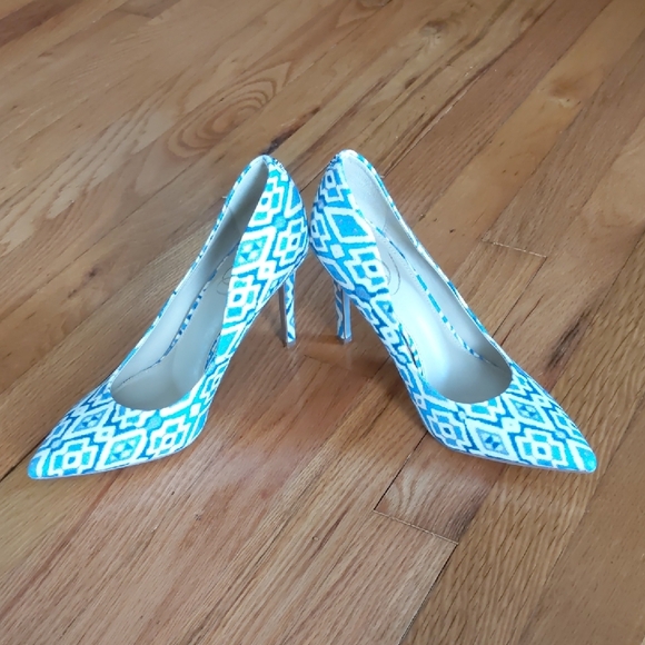 Sam Edelman Blue Patterned Women's Heels - Picture 14 of 14